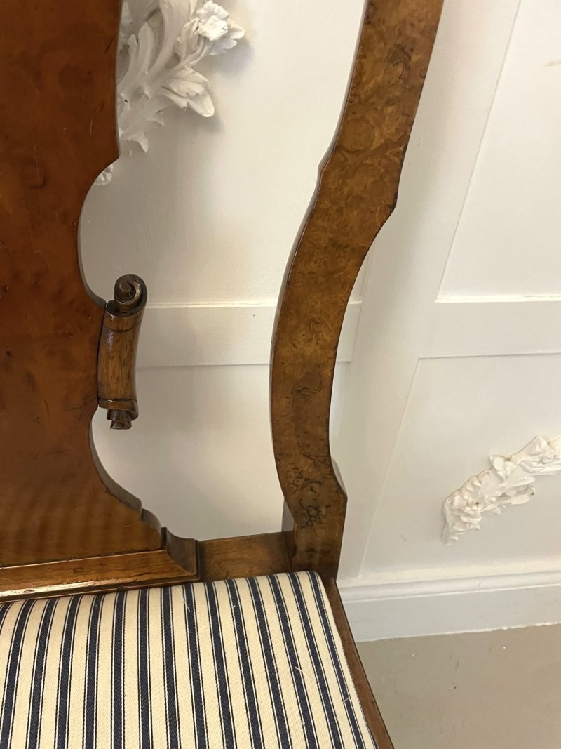 Outstanding Quality Set of 12 Antique Victorian Burr Walnut Dining Chairs - Image 16